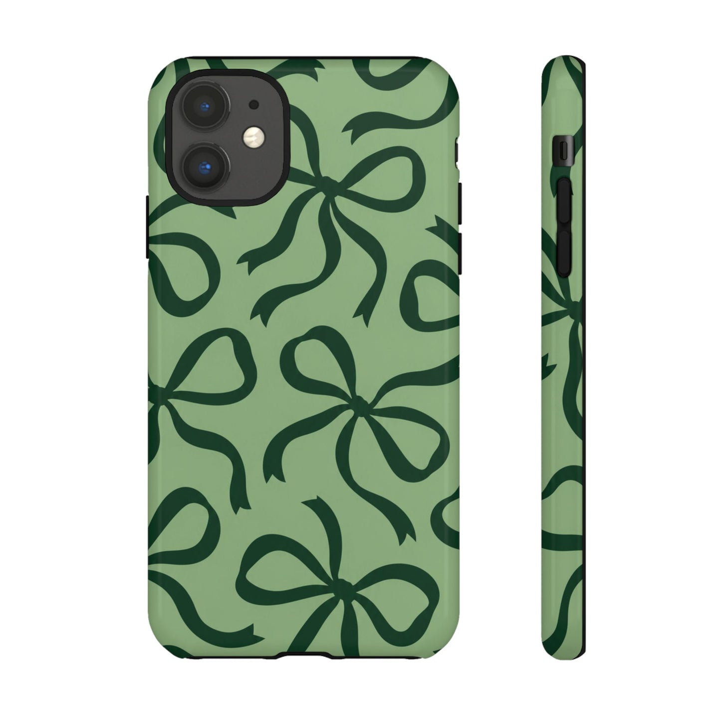 Bold Sage Green and Forest Green Bow Pattern Phone Case