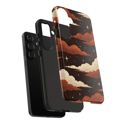 Illustrated Burnt Orange Clouds & Stars Phone Case