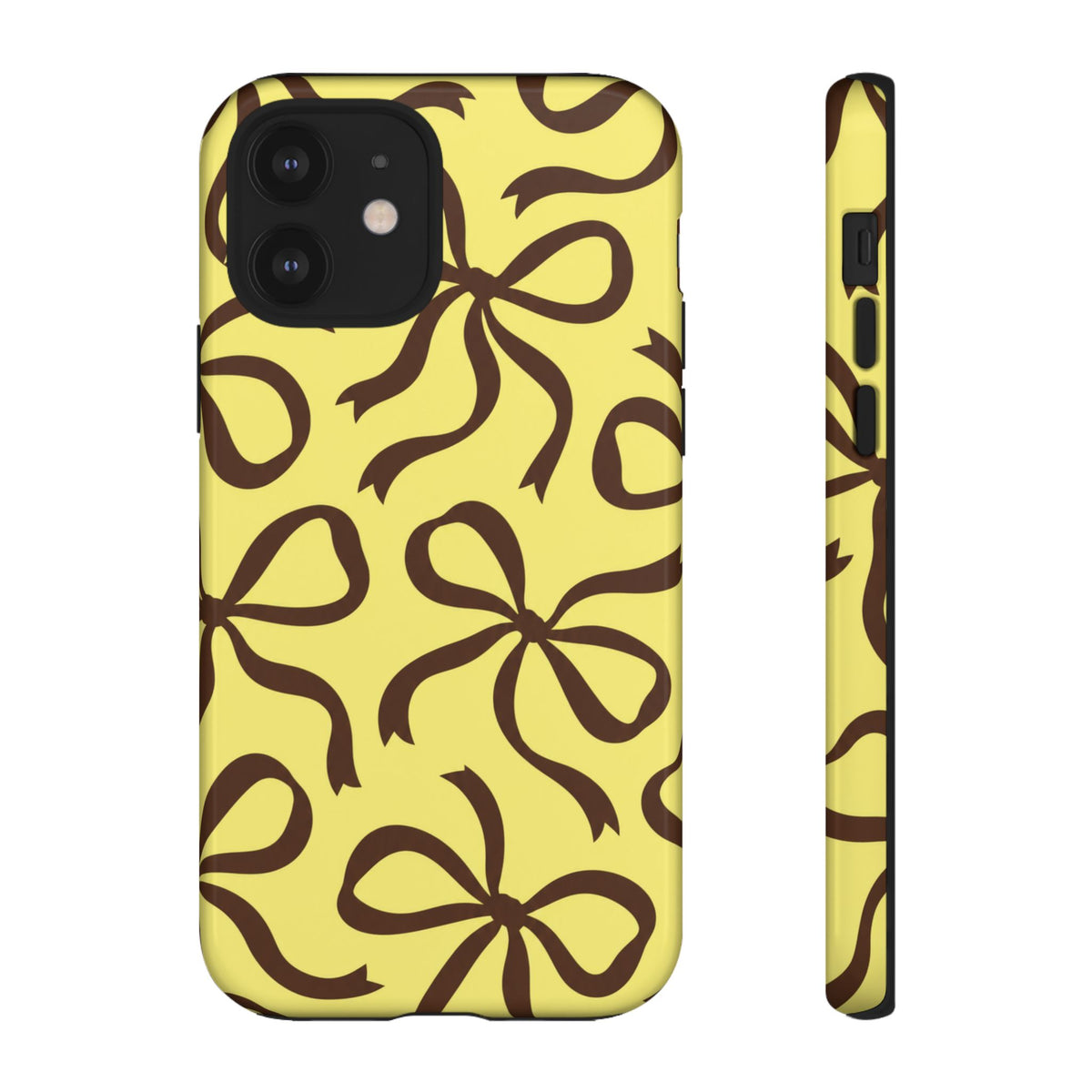 Bold Butter Yellow and Chocolate Brown Bow Pattern Phone Case