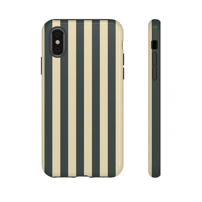 iPhone X / Glossy Phone Case - ’Green & Beige Stripe Pattern’ Phone Case