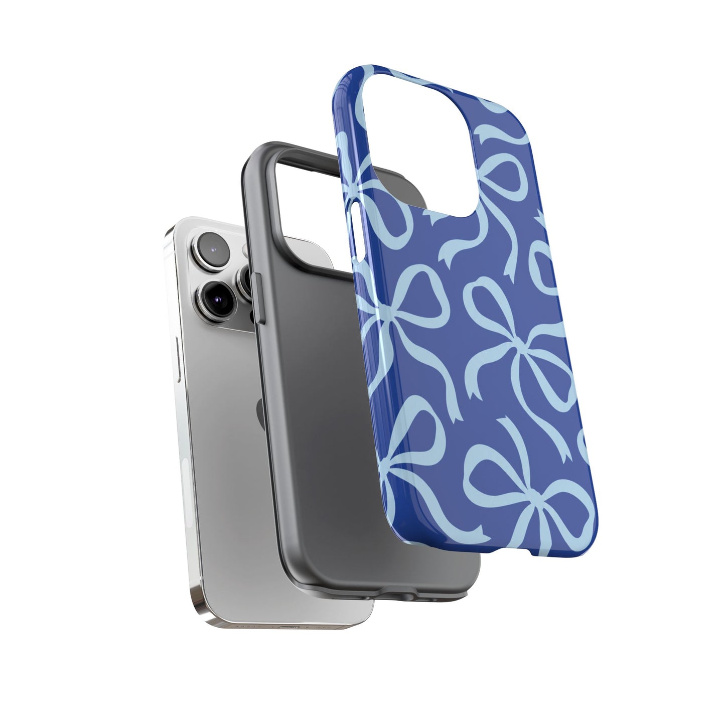Bold Cobalt Blue and Powder Blue Bow Pattern Phone Case