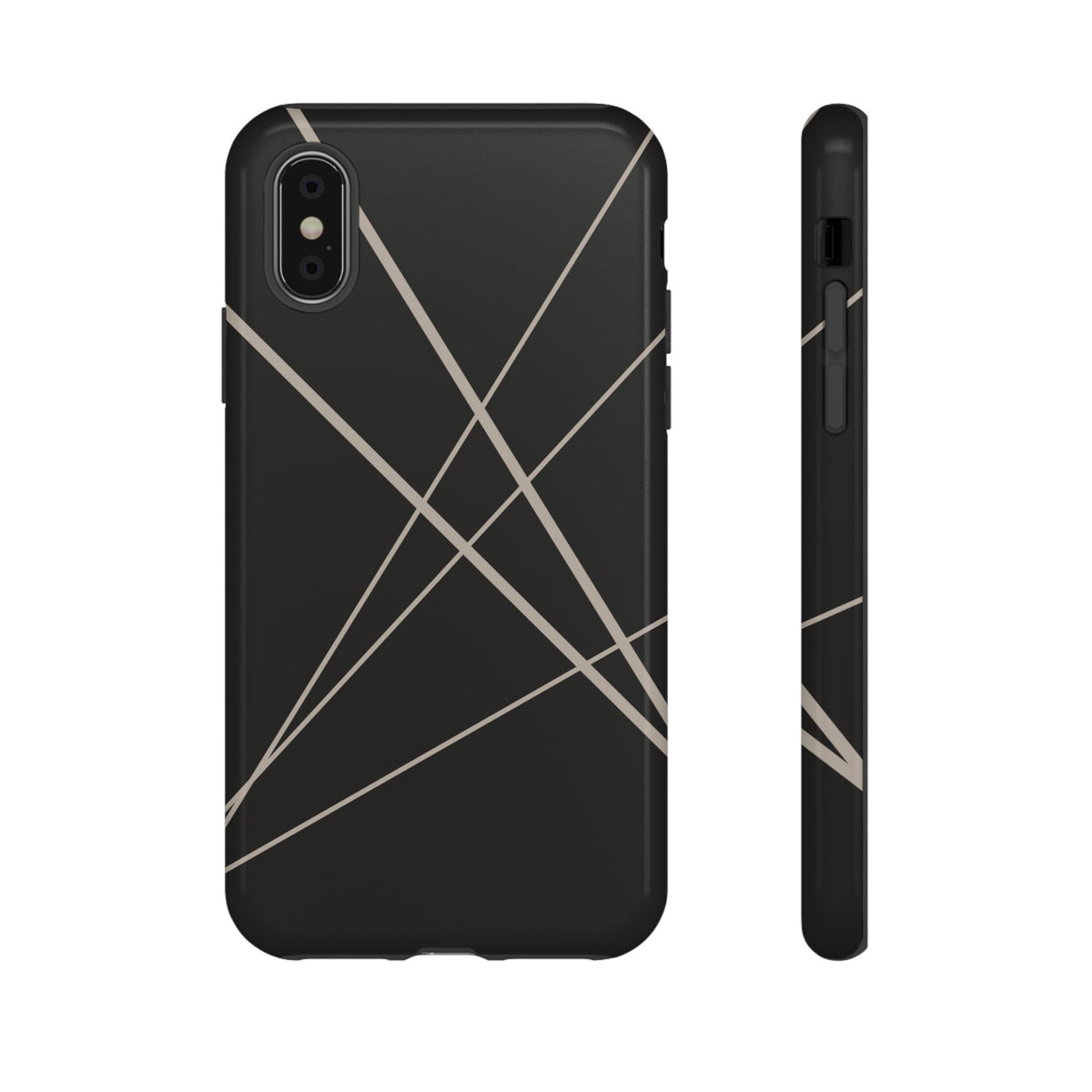 Abstract Black with Grey Lines Phone Case - Black Phone Case - iPhone XS / Glossy