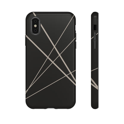 Abstract Black with Grey Lines Phone Case - Black Phone Case - iPhone XS / Glossy