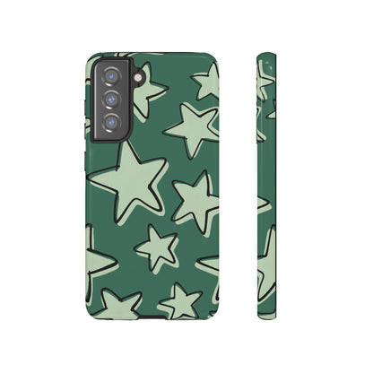 Forest Green Doodle Star Phone Case