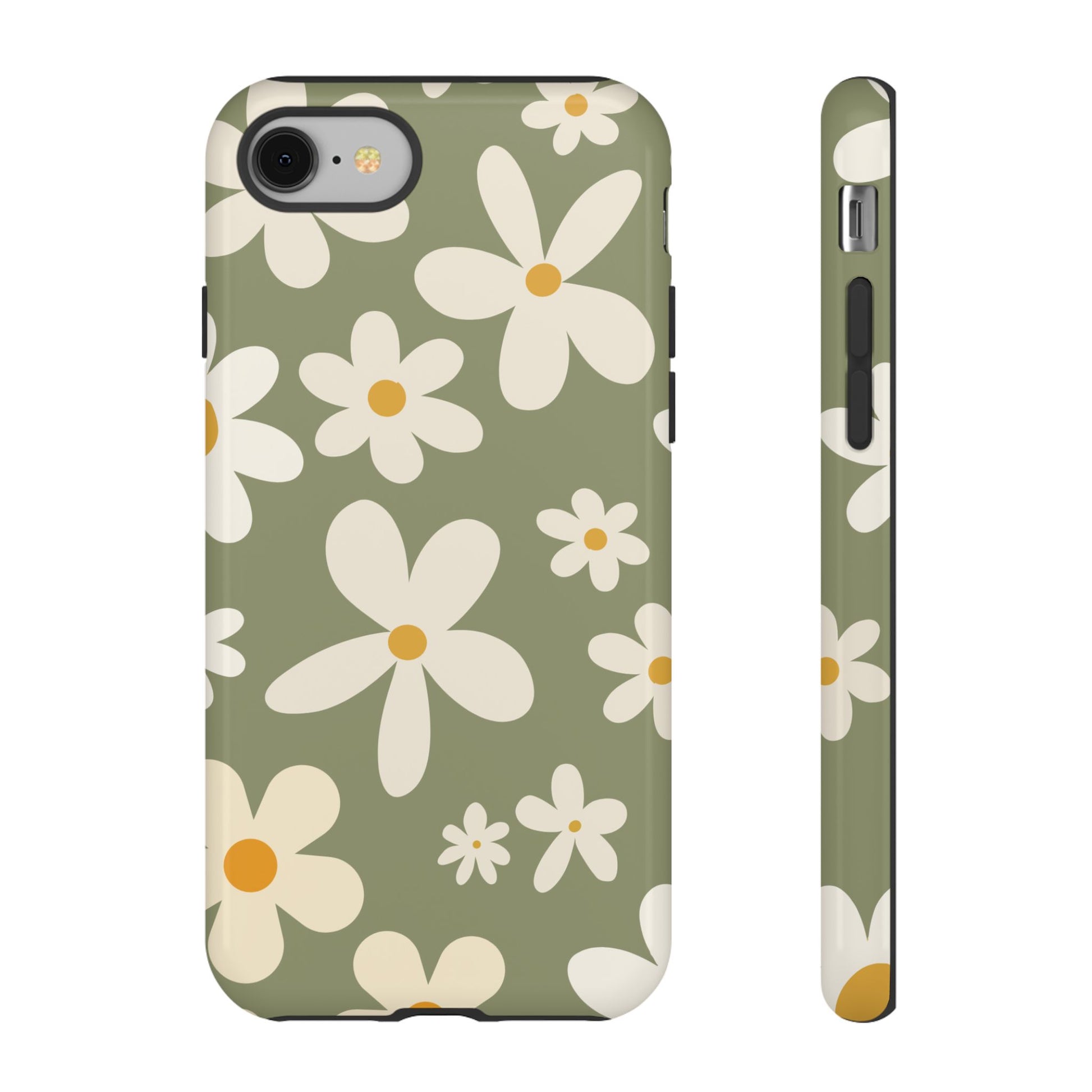 Chic Green Daisy Pattern Phone Case - Green Phone Case - iPhone 8 / Glossy