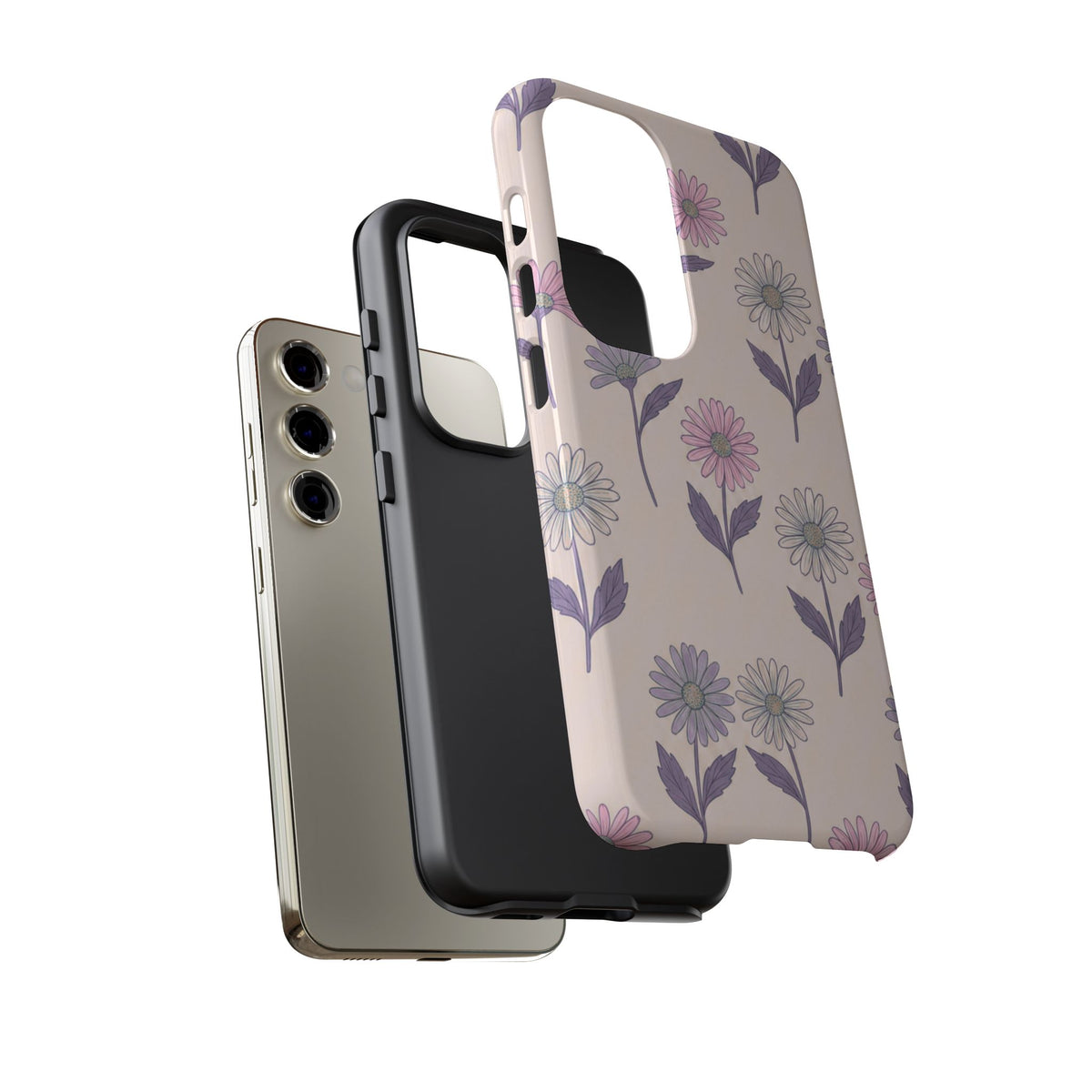 Pretty Pink & Purple Daisy Pattern Phone Case