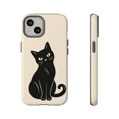 Minimalist Cream & Black Cat Phone Case