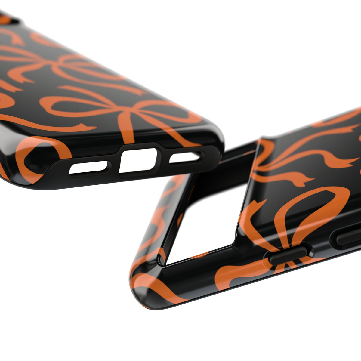 Bold Black and Burnt Orange Bow Pattern Phone Case