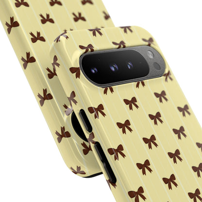 Retro Chocolate Brown Bow Pattern Phone Case