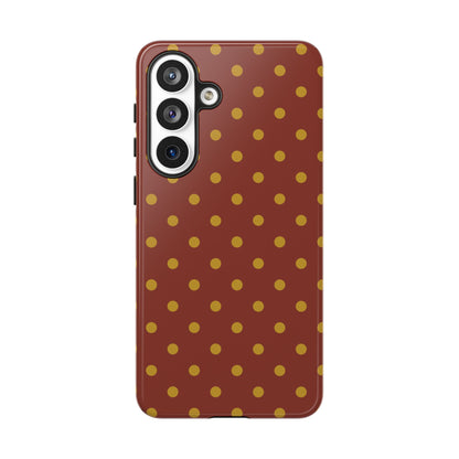 Trendy Brown & Mustard Dot Pattern Phone Case - Brown Phone Case - Samsung Galaxy S26 Plus / Glossy