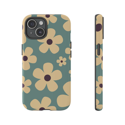 Cute Blue & Cream Daisy Pattern Phone Case - Blue Phone Case - iPhone 15 / Glossy