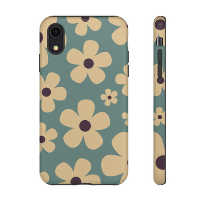 Cute Blue & Cream Daisy Pattern Phone Case - Blue Phone Case - iPhone XR / Glossy