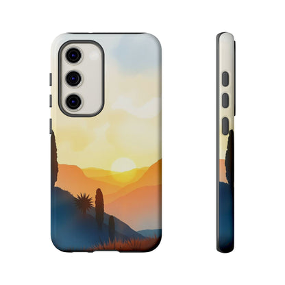 Samsung Galaxy S23 / Glossy Phone Case - Watercolour Sunset Design Phone Case