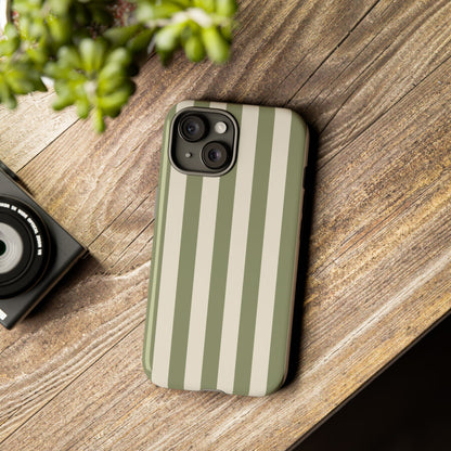Olive & Beige Stripe Pattern Phone Case - Green Phone Case