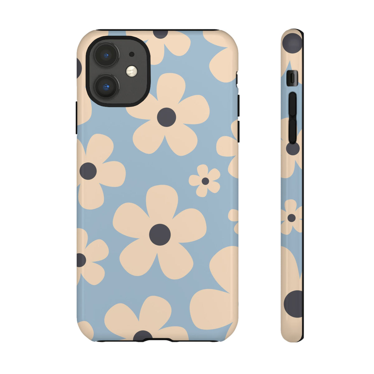 Cute Light Blue & Cream Daisy Pattern Phone Case - Blue Phone Case - iPhone 11 / Glossy