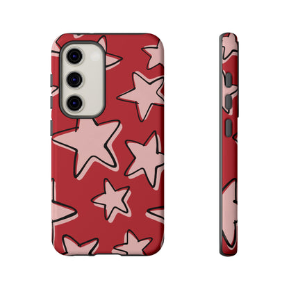 Cherry Red Doodle Star Phone Case