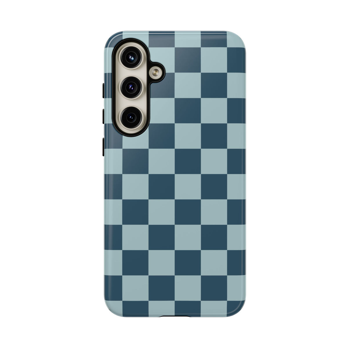Blue Checked Pattern Phone Case - Blue Phone Case - Samsung Galaxy S24 Plus / Glossy
