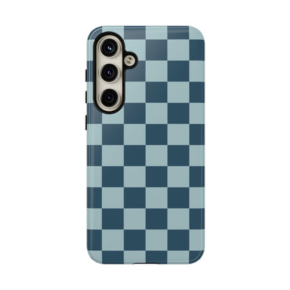 Blue Checked Pattern Phone Case - Blue Phone Case - Samsung Galaxy S24 Plus / Glossy