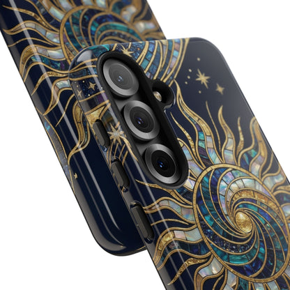 Elegant Navy & Gold Solar Spiral Phone Case