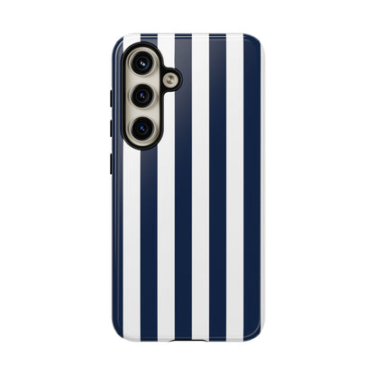 Samsung Galaxy S24 / Glossy Phone Case - Simple Dark Blue & White Stripe Pattern Phone Case