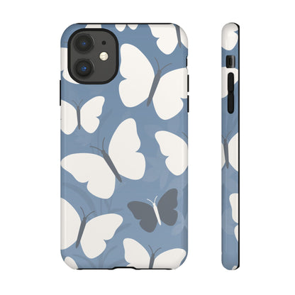 iPhone 11 / Glossy Phone Case - Minimalist Light Blue Butterfly Pattern Phone Case