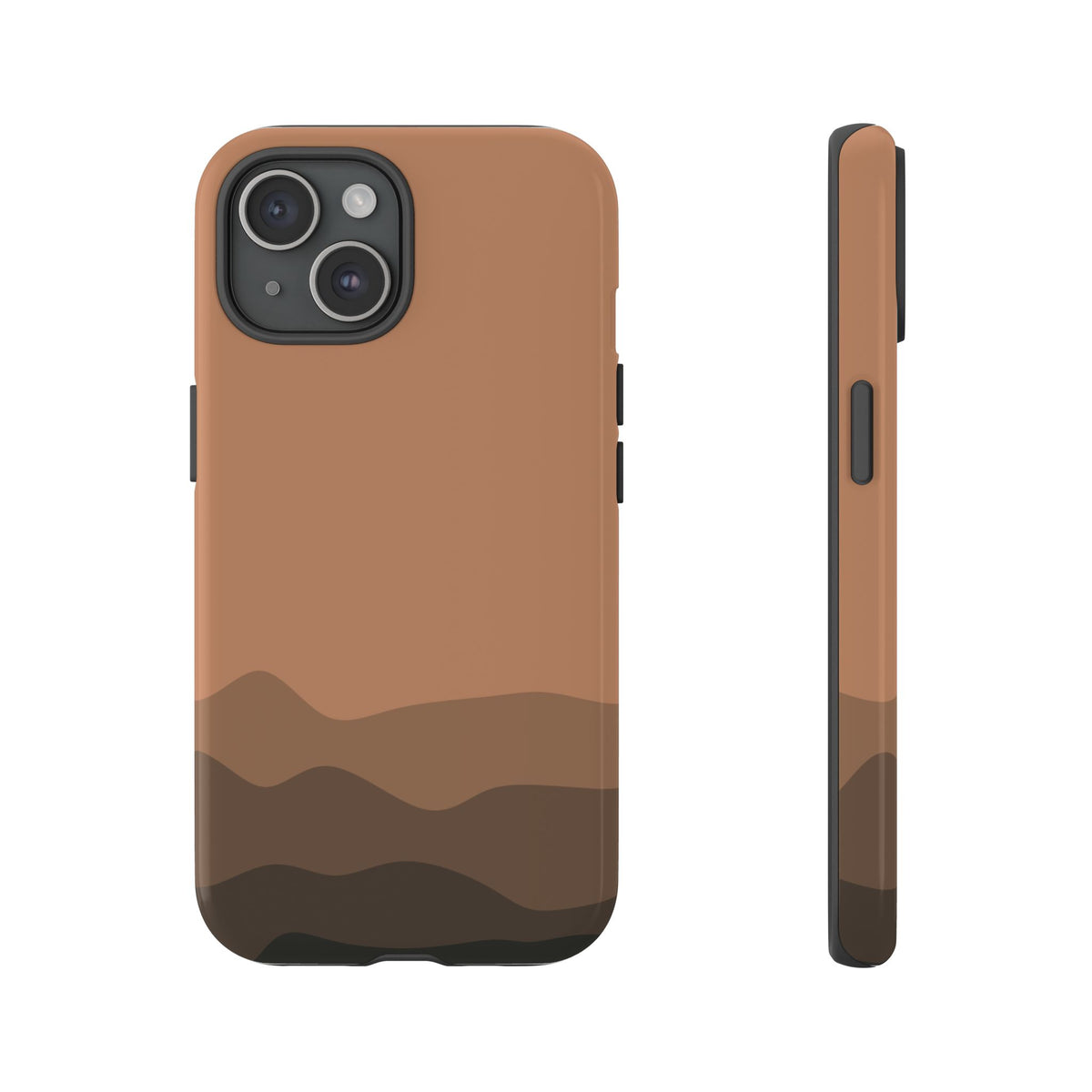 Brown Abstract Waves Protective Phone Case - Brown Phone Case - iPhone 15 / Glossy