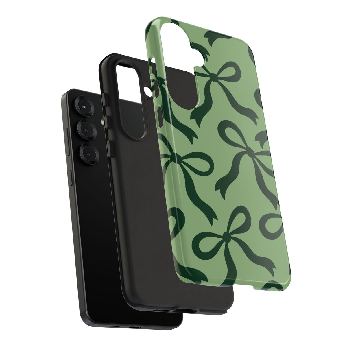Bold Sage Green and Forest Green Bow Pattern Phone Case - Green Phone Case