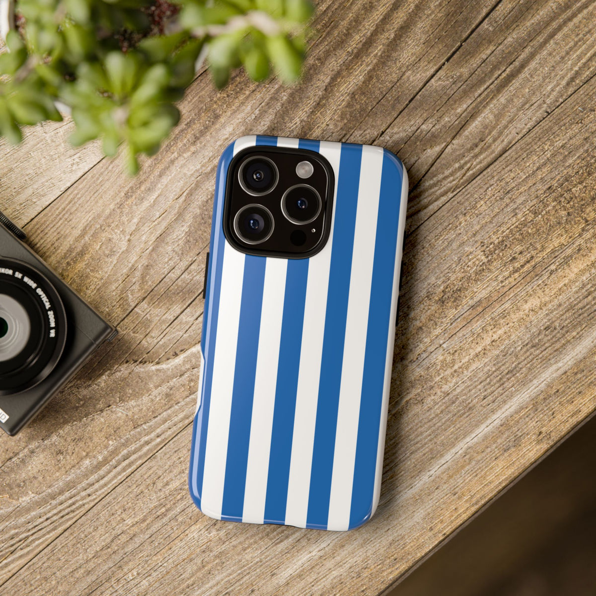 Simple Light Blue & White Stripe Pattern Phone Case - White Phone Case
