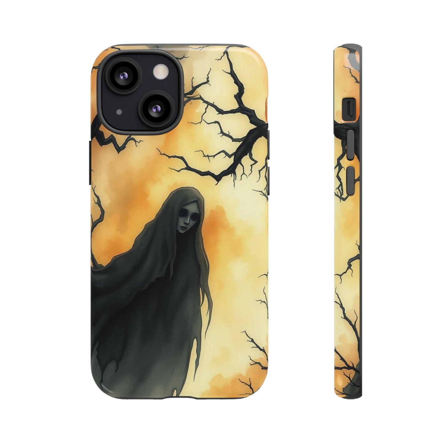 iPhone 13 Mini / Glossy Phone Case - Watercolour Gothic Deathly Woman Phone Case