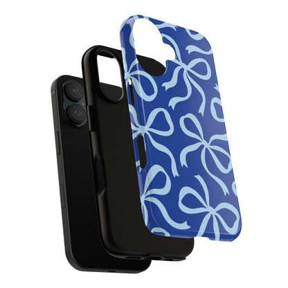 Bold Cobalt Blue and Powder Blue Bow Pattern Phone Case