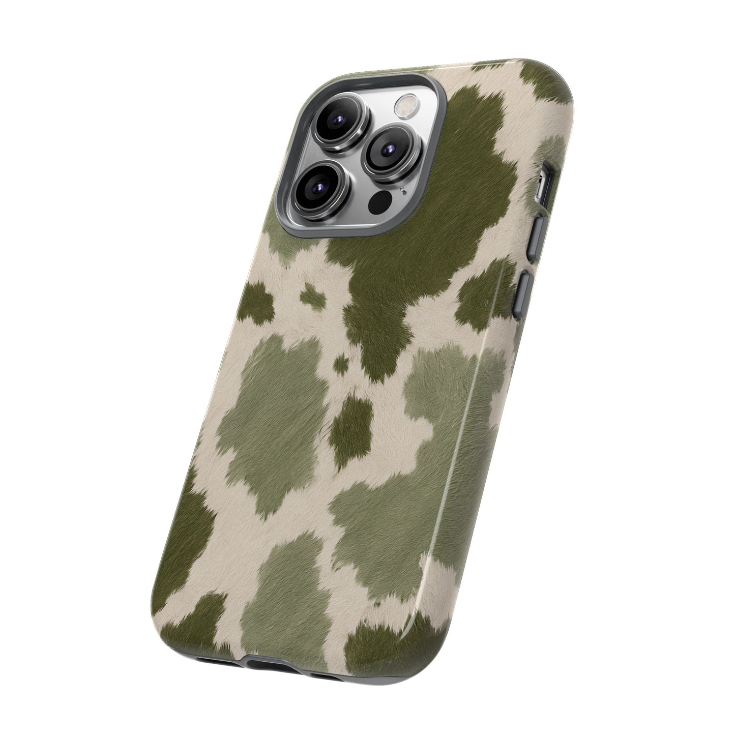 Stylish Olive Green Cow Print Phone Case