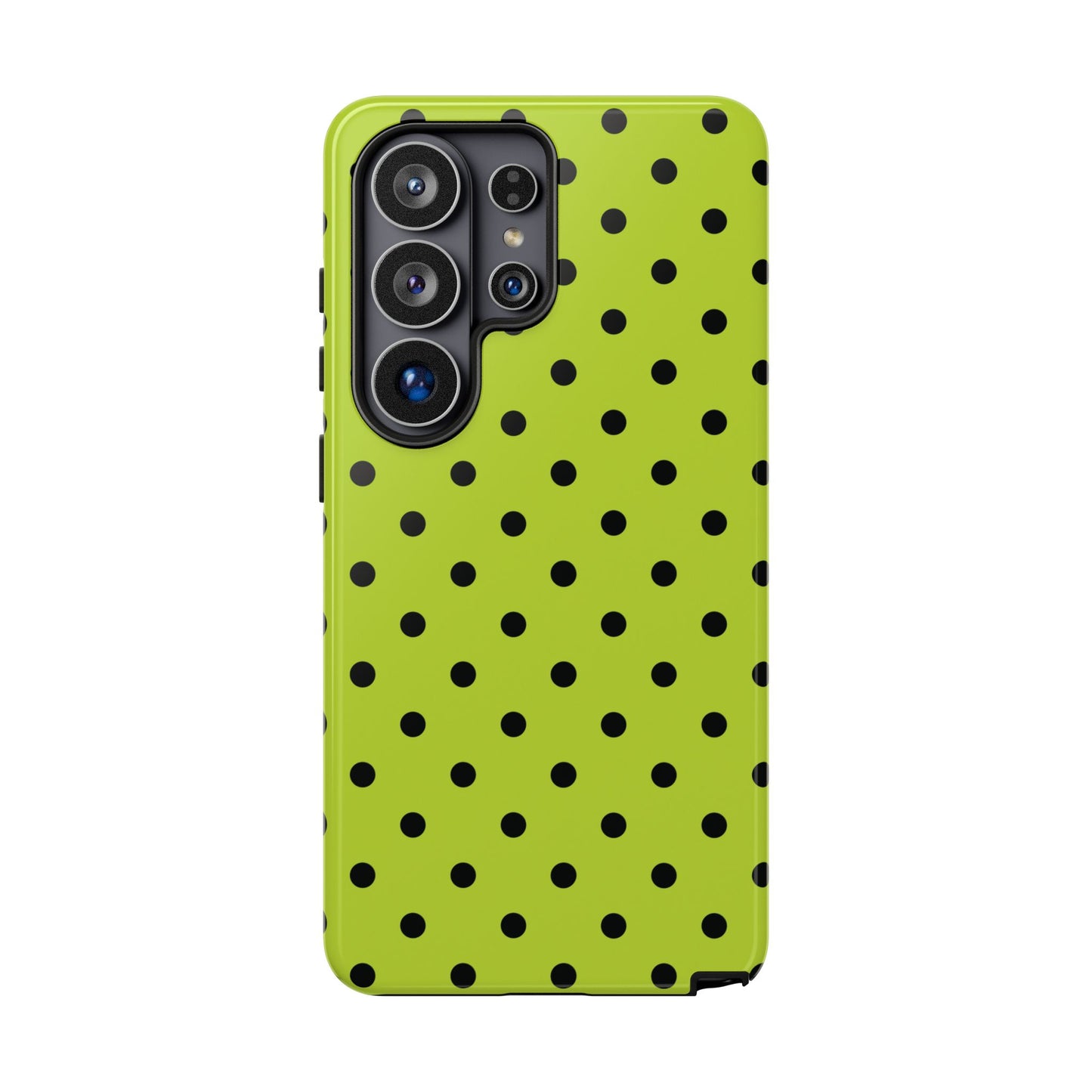 Trendy Neon Lime Green & Black Dot Pattern Phone Case