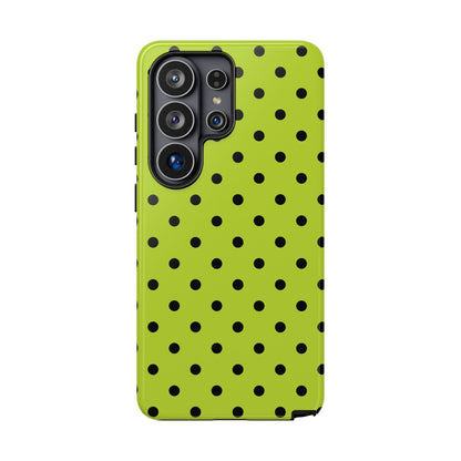 Trendy Neon Lime Green & Black Dot Pattern Phone Case