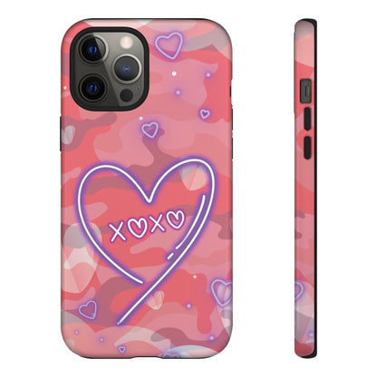 Love Heart Neon Camo Phone Case - Pink Phone Case - iPhone 12 Pro Max / Glossy