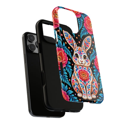 Cute Pink and Turquoise Calavera Bunny Phone Case - Multicolor Phone Case
