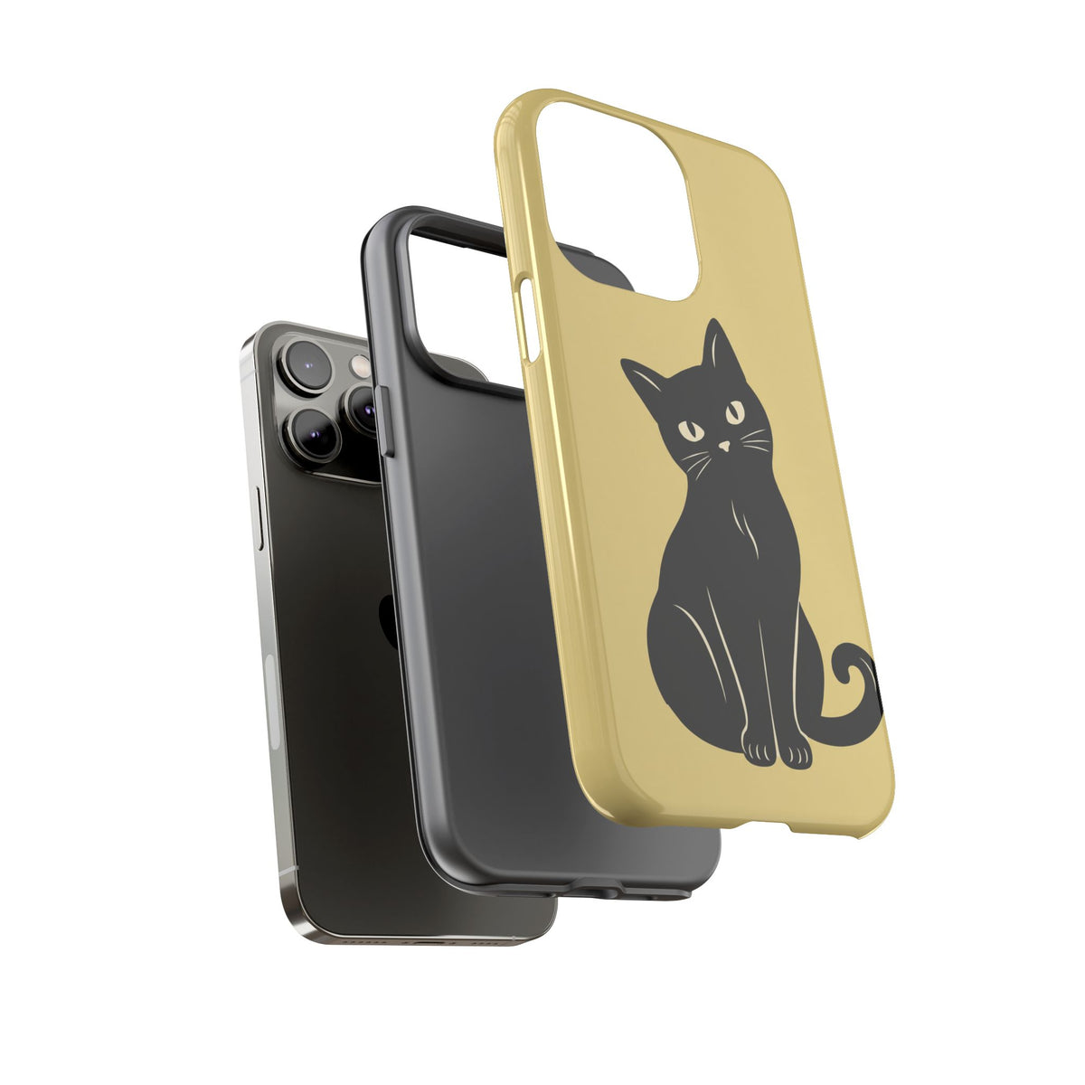 Minimalist Butter Yellow & Black Cat Phone Case