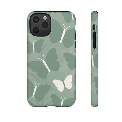 iPhone 11 Pro / Glossy Phone Case - Minimalist Mint Green Butterfly Pattern Phone Case