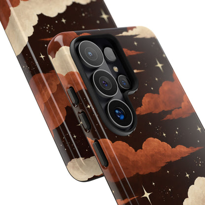 Illustrated Burnt Orange Clouds & Stars Phone Case