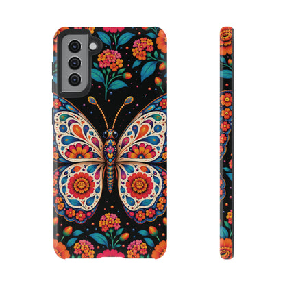 Vibrant Orange and Turquoise Calavera Butterfly Phone Case - Multicolor Phone Case - Samsung Galaxy S21 Plus / Glossy