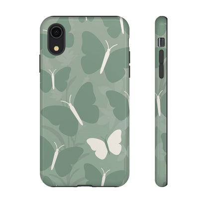 iPhone XR / Glossy Phone Case - Minimalist Mint Green Butterfly Pattern Phone Case