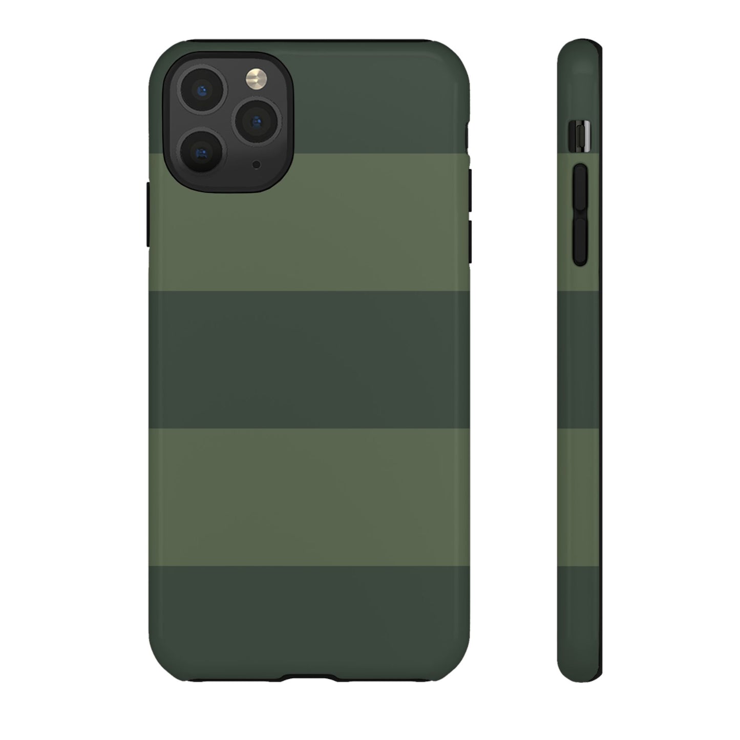 iPhone 11 Pro Max / Glossy Phone Case - Green Horizontal Stripe Pattern Phone Case