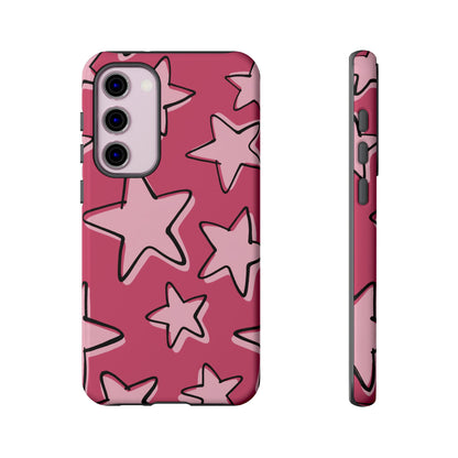 Raspberry Pink Doodle Star Phone Case