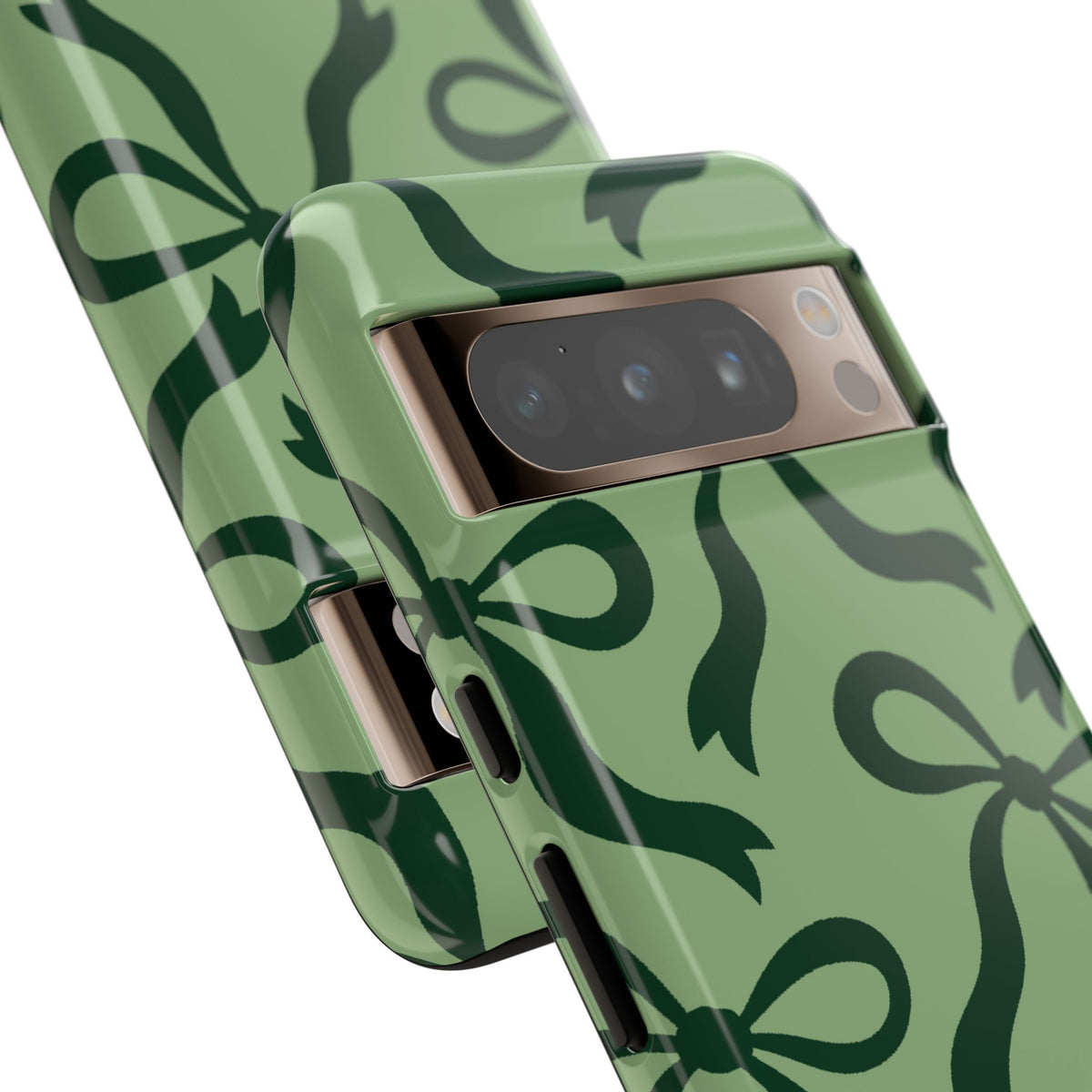 Bold Sage Green and Forest Green Bow Pattern Phone Case - Green Phone Case