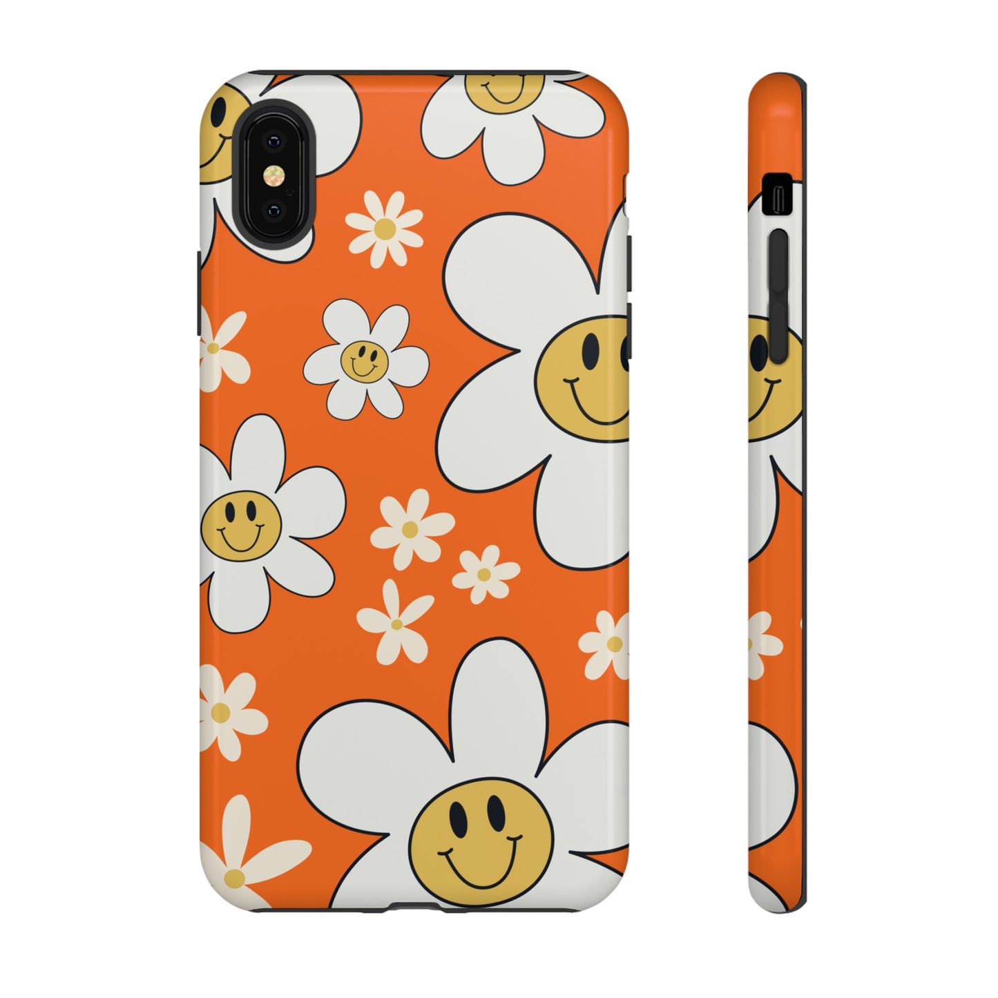 Fun Retro Daisy Pattern with Orange Background Phone Case - Orange Phone Case - iPhone XS MAX / Glossy