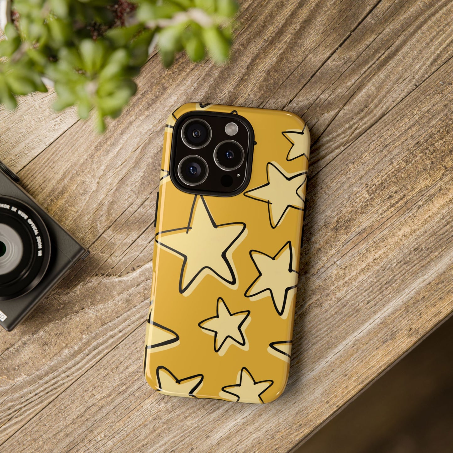 Golden Yellow Doodle Star Phone Case