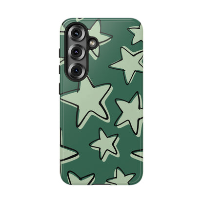 Forest Green Doodle Star Phone Case