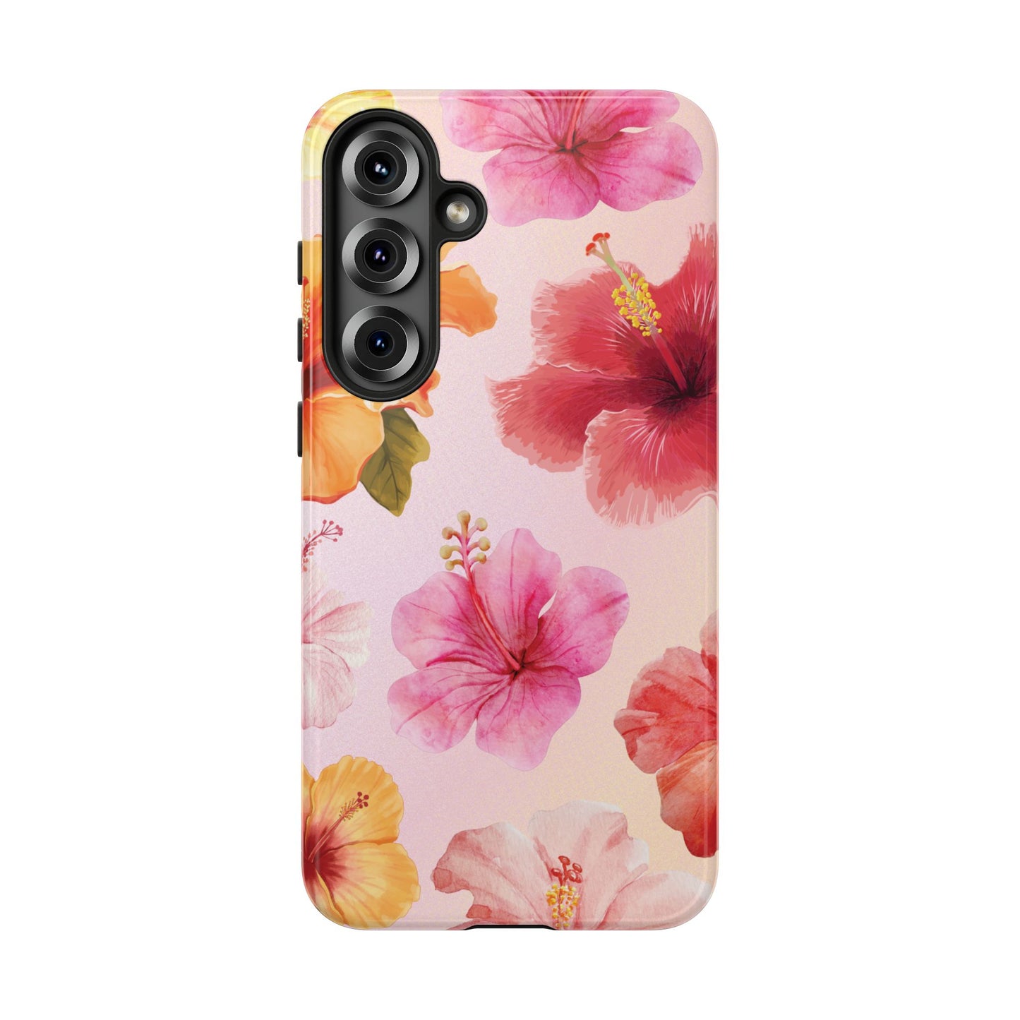Samsung Galaxy S25 Plus / Glossy Phone Case - ’Pink Hibiscus Pattern #2’ Phone Case