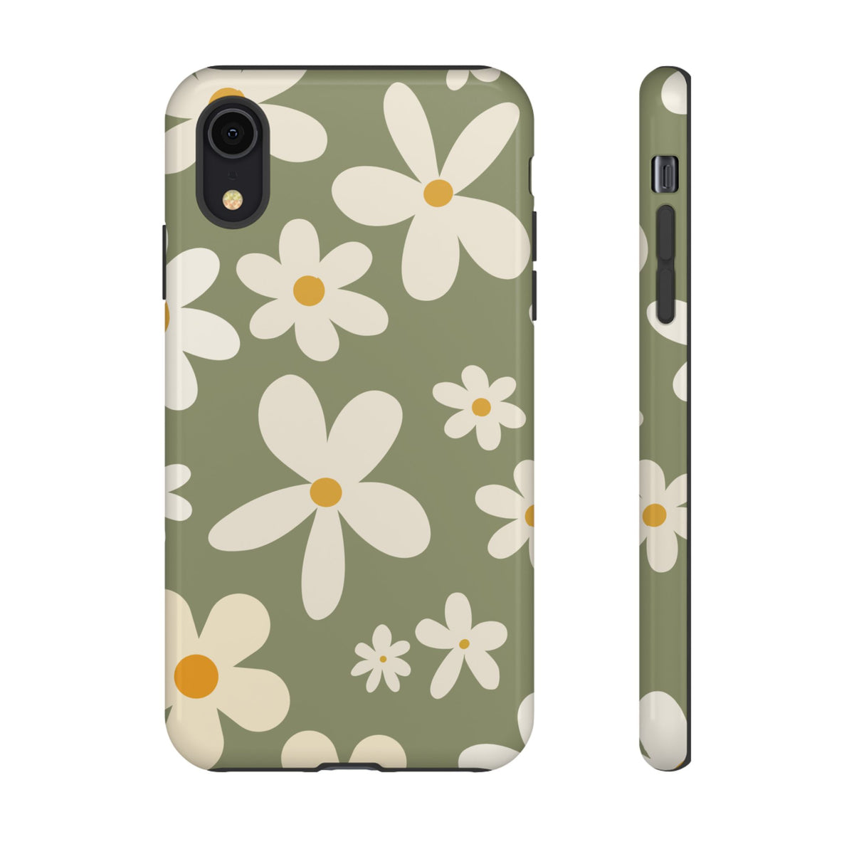 Chic Green Daisy Pattern Phone Case - Green Phone Case - iPhone XR / Glossy