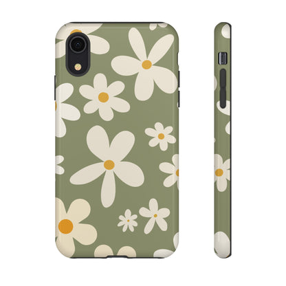 Chic Green Daisy Pattern Phone Case - Green Phone Case - iPhone XR / Glossy