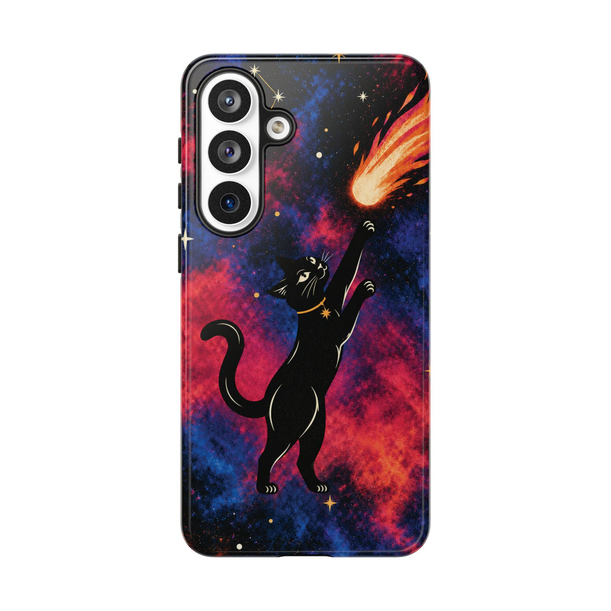 Whimsical Multicolour Celestial Black Cat Phone Case